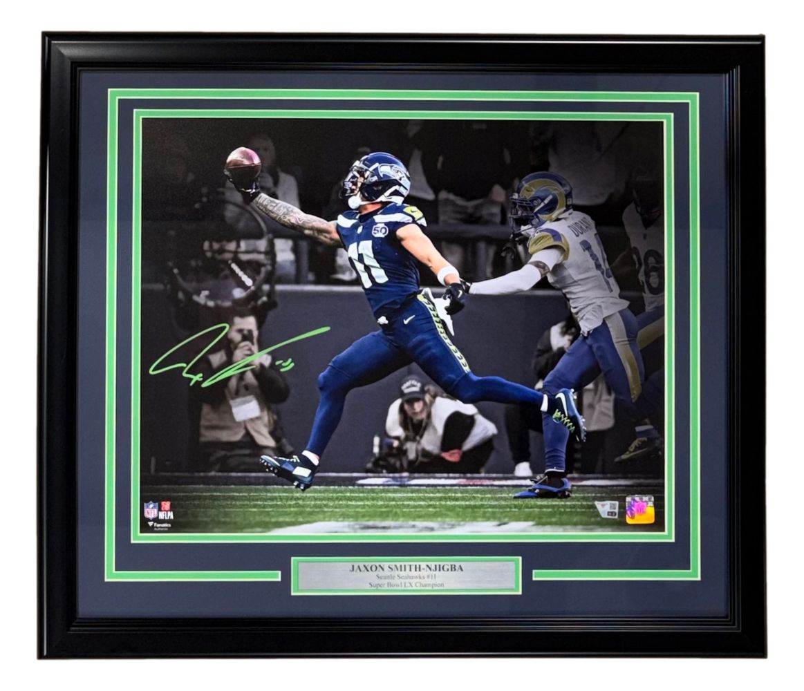 Jaxon Smith-Njigba Signed Framed 16x20 Seattle Seahawks Catch Photo Fanatics