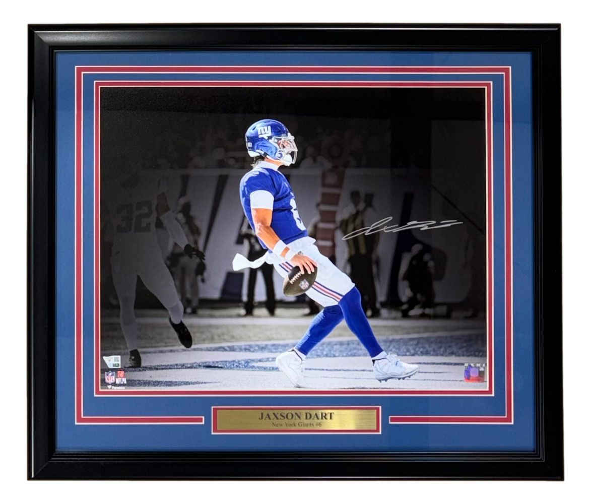 Jaxson Dart Signed Framed 16x20 New York Giants Photo Fanatics