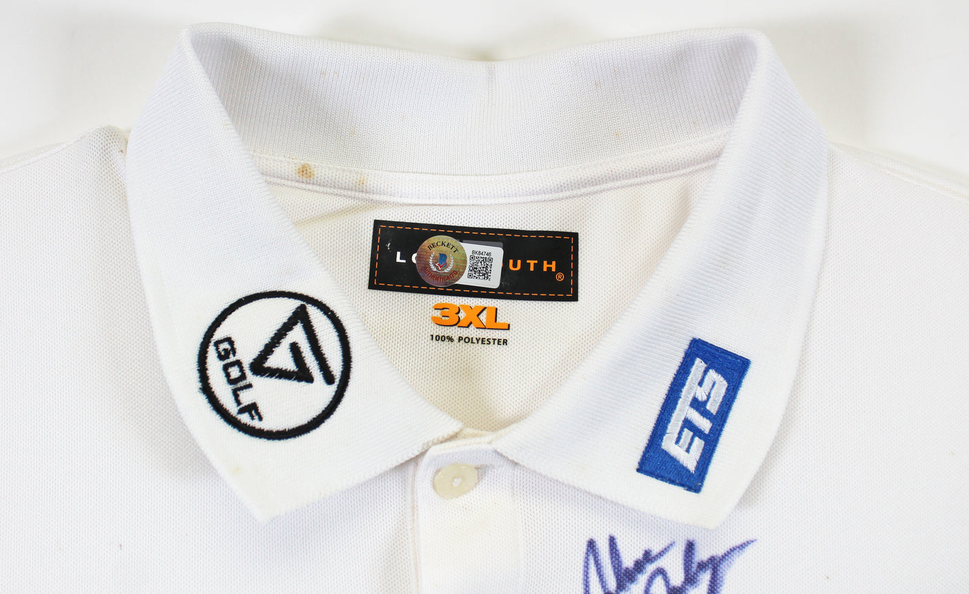 John Daly Authentic Signed Match Worn White Polo Shirt BAS #BK84746