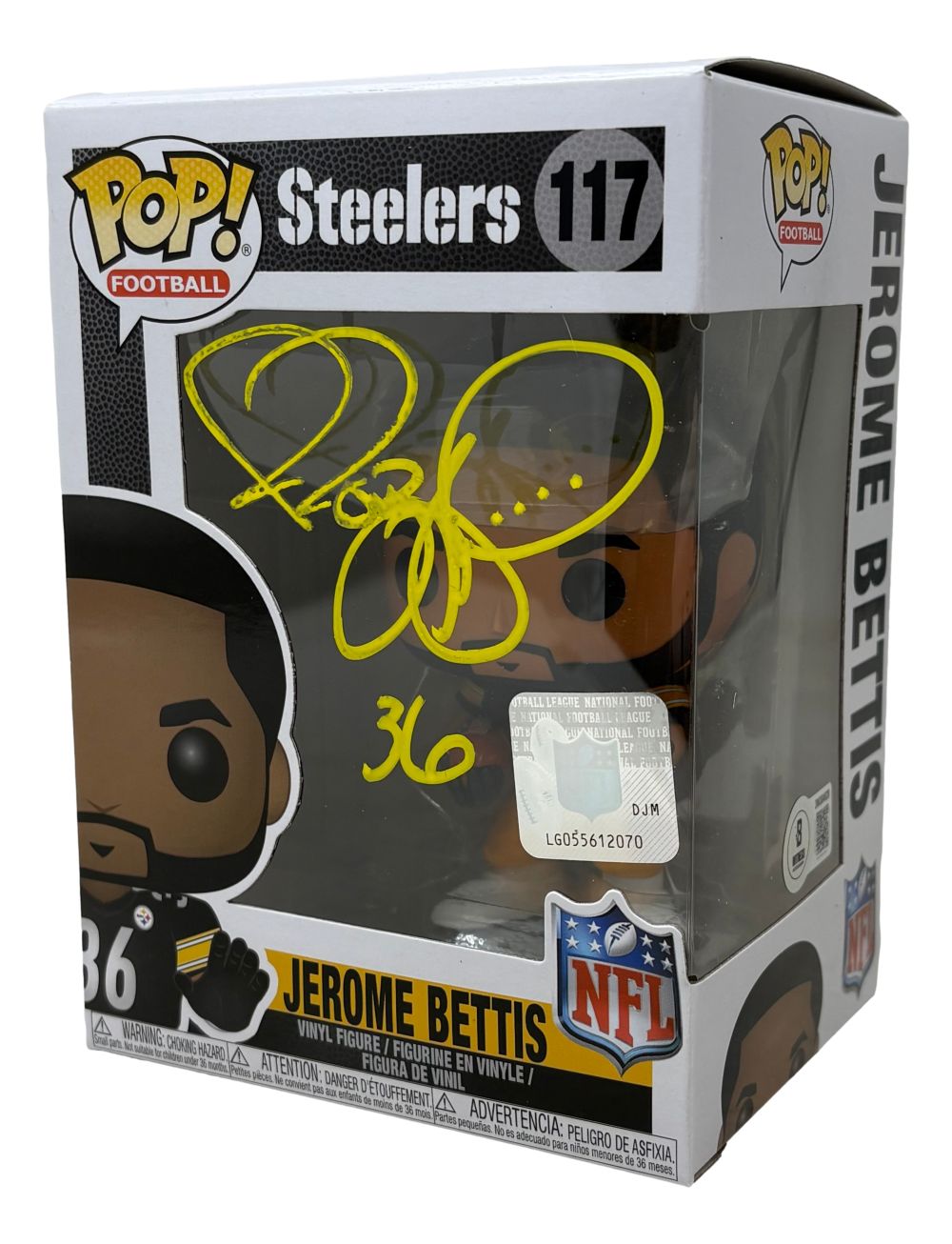 Jerome Bettis Signed Pittsburgh Steelers Funko Pop #117 BAS