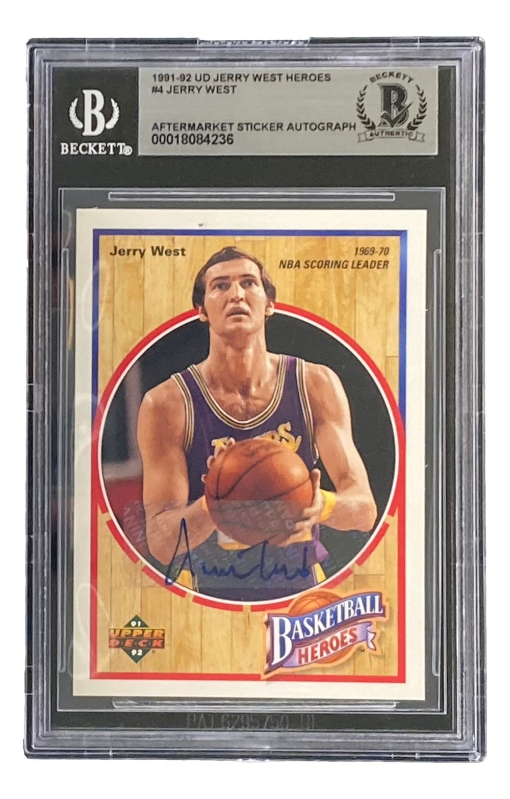 Jerry West Signed 1991-92 UD Jerry West Heroes #4 Lakers Trading Card BAS