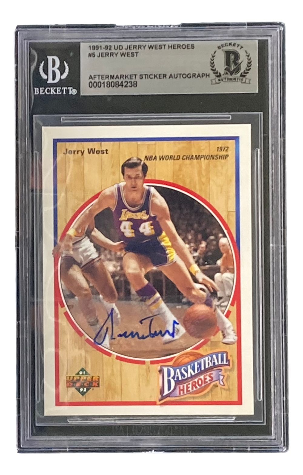 Jerry West Signed 1991-92 UD Jerry West Heroes #5 Lakers Trading Card BAS