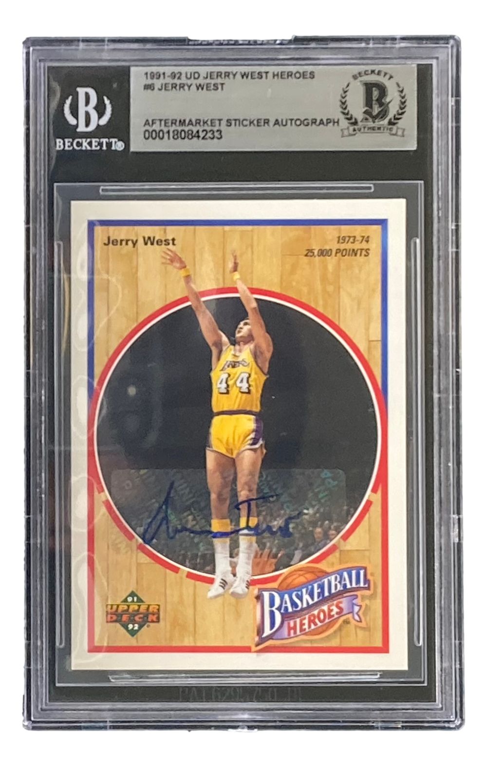 Jerry West Signed 1991-92 UD Jerry West Heroes #6 Lakers Trading Card BAS