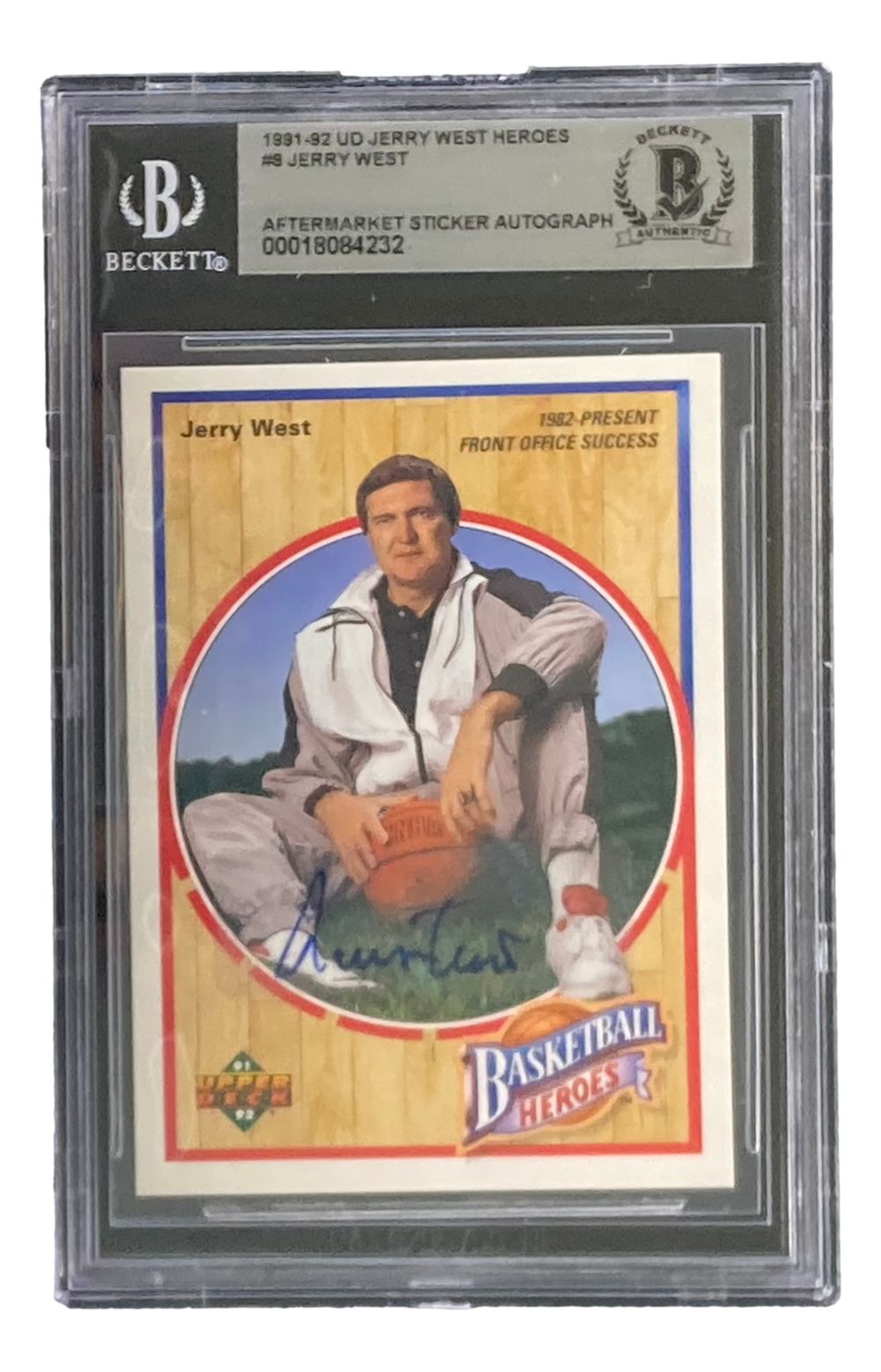 Jerry West Signed 1991-92 UD Jerry West Heroes #8 Lakers Trading Card BAS