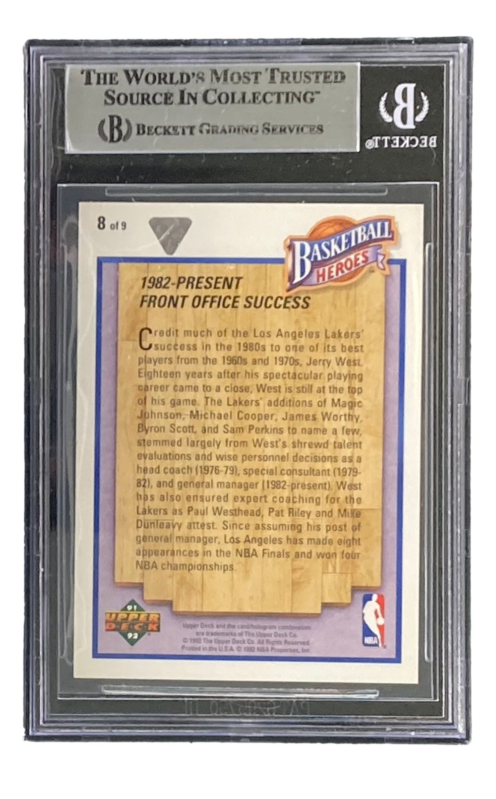 Jerry West Signed 1991-92 UD Jerry West Heroes #8 Lakers Trading Card BAS