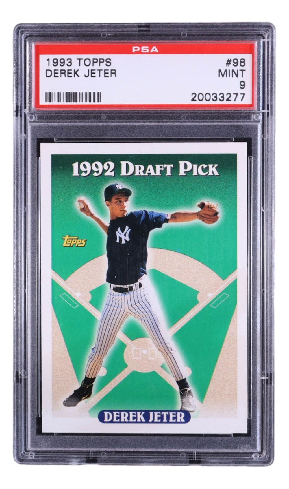 Derek Jeter Slabbed New York Yankees 1993 Topps #98 Rookie Card PSA Mint 9