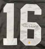 Jim Plunkett Oakland Signed Black Football Jersey BAS