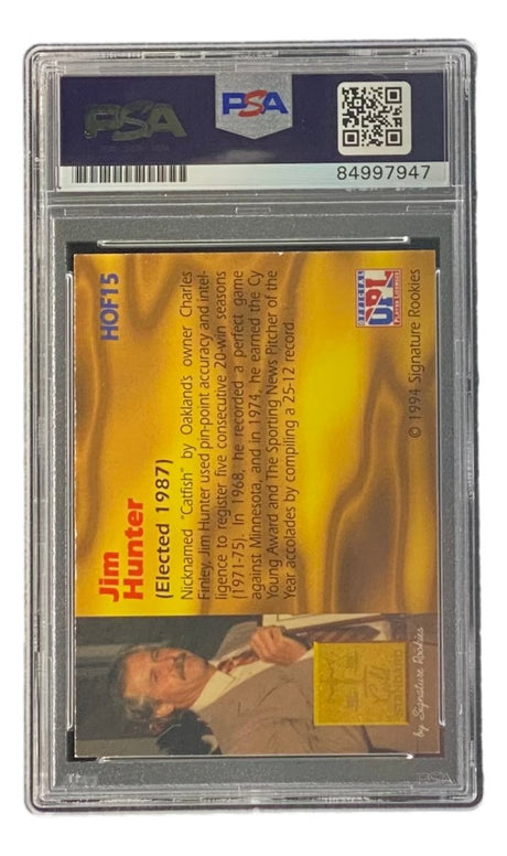 Jim Catfish Hunter Signed 1994 Sig Rookies #HOF15 Trading Card PSA/DNA Gem MT 10 - Sports Integrity