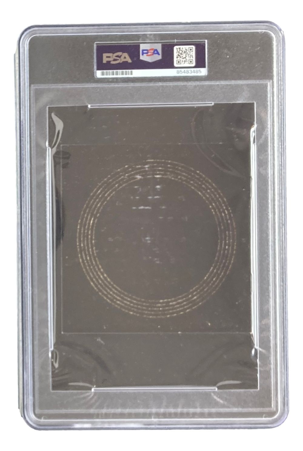 The Joe Elliott Signed Slabbed Def Leppard The Story So Far CD Booklet by Sports Integrity comes in a clear PSA holder with a barcode, QR code, and PSA logo label. The reverse features a dark design with circular patterns.