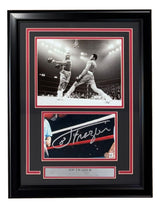 Sports Integrity's framed display features a Joe Frazier signed cut signature, an 8x10 photo of Frazier vs Muhammad Ali, and a nameplate—all authenticated by BAS.