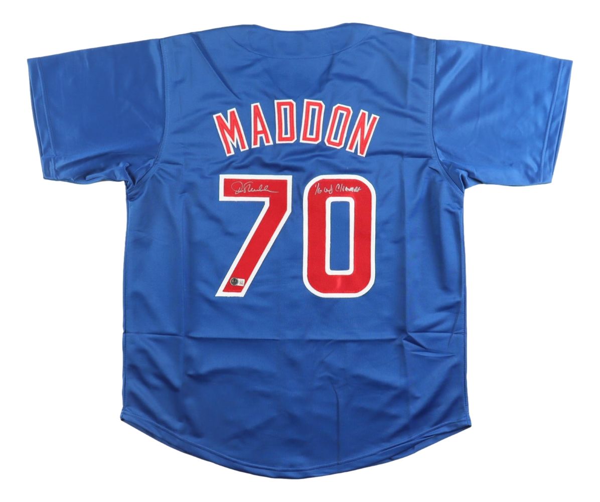 Joe Maddon Chicago Signed Blue Baseball Jersey 16 WS Champs BAS