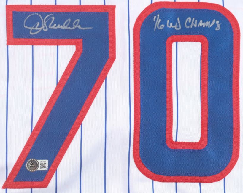 Joe Maddon Chicago Signed White Baseball Jersey 16 WS Champs BAS