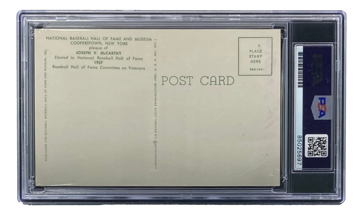 Joe McCarthy Signed 4x6 New York Yankees HOF Plaque Card PSA/DNA 85025697 - Sports Integrity