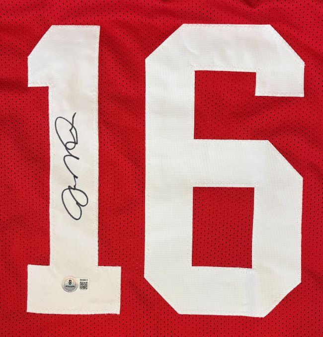 Joe Montana San Francisco Signed Red Football Jersey BAS