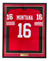 Joe Montana San Francisco Signed Framed Red Football Jersey BAS