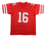Joe Montana San Francisco Signed Red Football Jersey HOF 2000 JSA