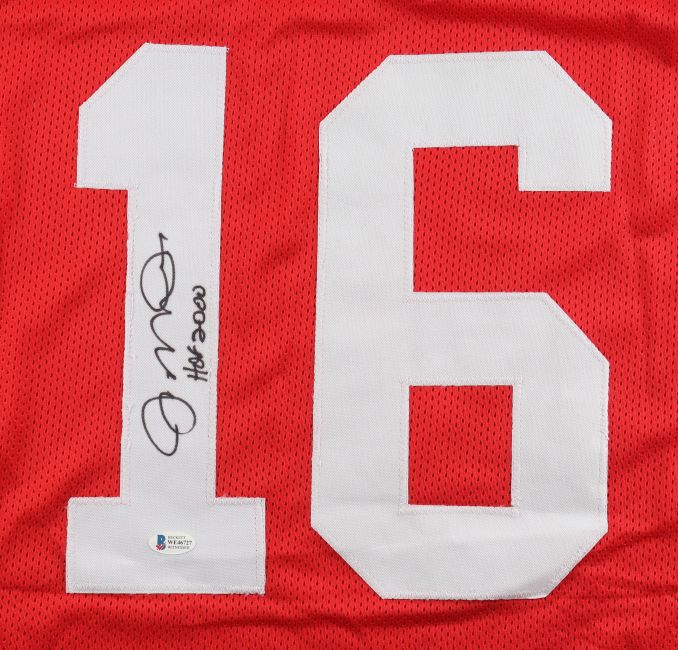 Joe Montana San Francisco Signed Red Football Jersey HOF 2000 JSA