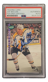 The Sports Integrity Joe Mullen Signed 1994 Parkhurst #180 Pittsburgh Penguins Hockey Card comes PSA/DNA certified, featuring Mullen in uniform on the ice.