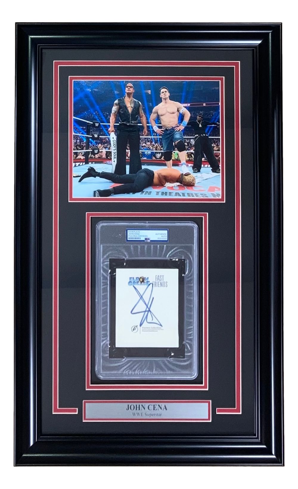 John Cena Signed Framed Bookplate w/ 8x10 WWE Turn On Cody Rhodes Photo PSA