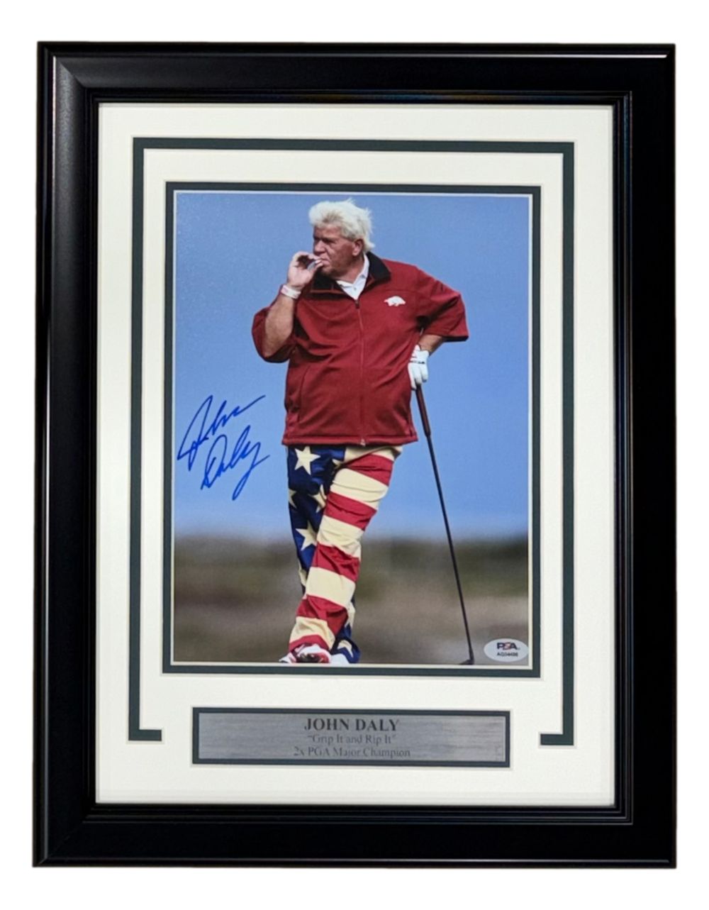 John Daly Signed In Blue Framed 8x10 PGA Golf America Photo PSA/DNA