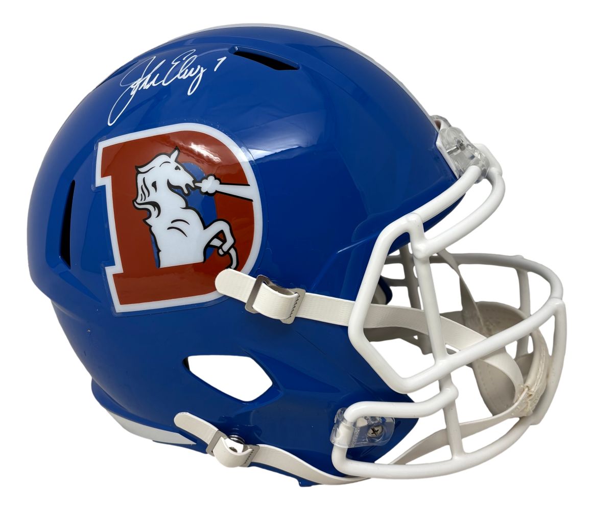 John Elway Signed Denver Broncos Full Size T/B Replica Speed Helmet BAS