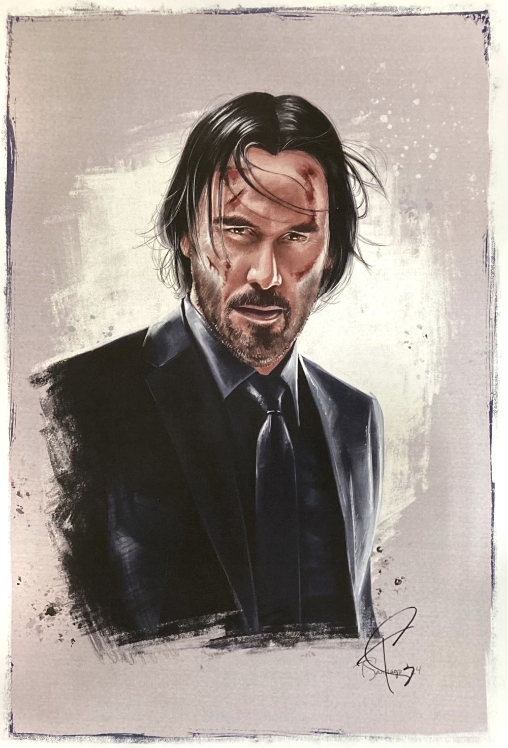 Keanu Reeves 13x19 John Wick Lithograph Signed by Tony Santiago