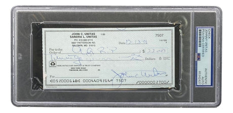 Johnny Unitas Baltimore Colts Signed Bank Check #7507 PSA - Sports Integrity
