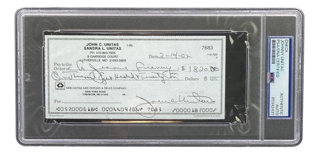Johnny Unitas Baltimore Colts Signed Bank Check #7683 PSA - Sports Integrity