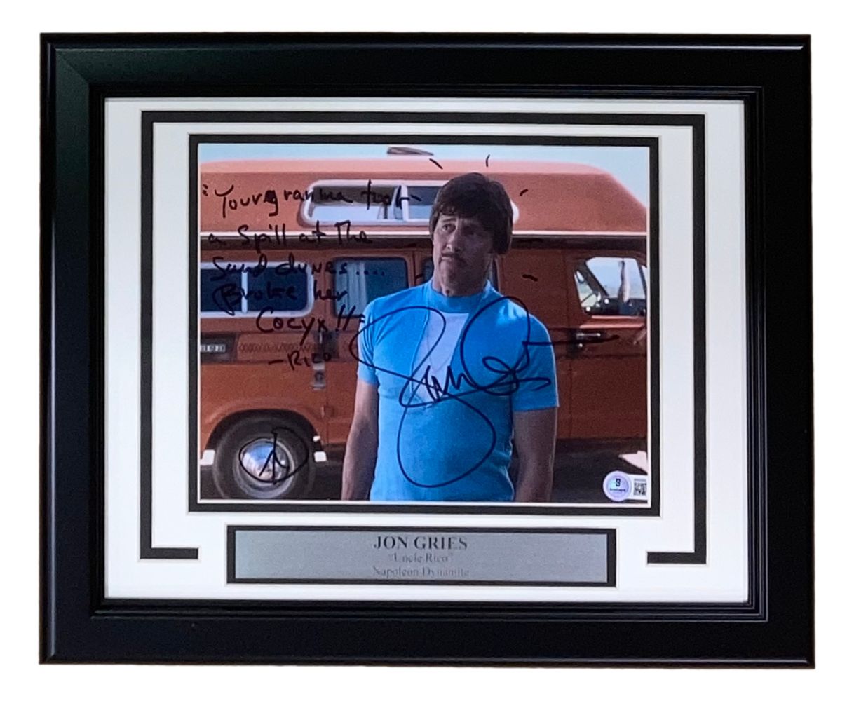 Jon Gries Signed Framed 8x10 Napoleon Dynamite Uncle Rico Photo w/ Quote BAS