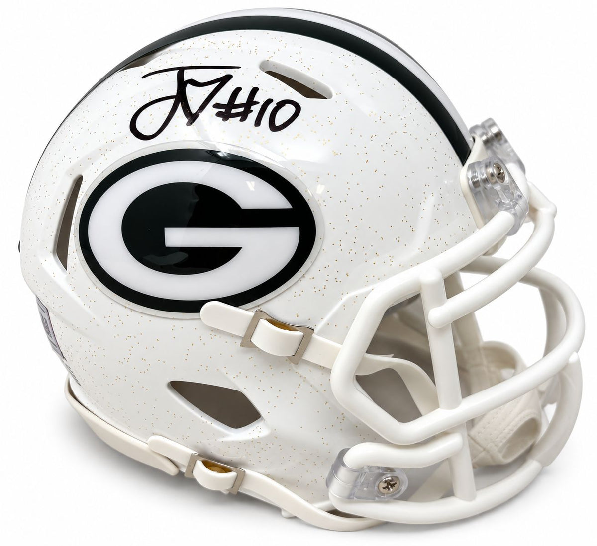 Jordan Love Signed In Black Green Bay Packers White Mini Speed Helmet BAS