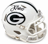 Jordan Love Signed In Black Green Bay Packers White Mini Speed Helmet BAS
