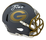 Jordan Love Signed Green Bay Packers Slate Mini Speed Helmet BAS