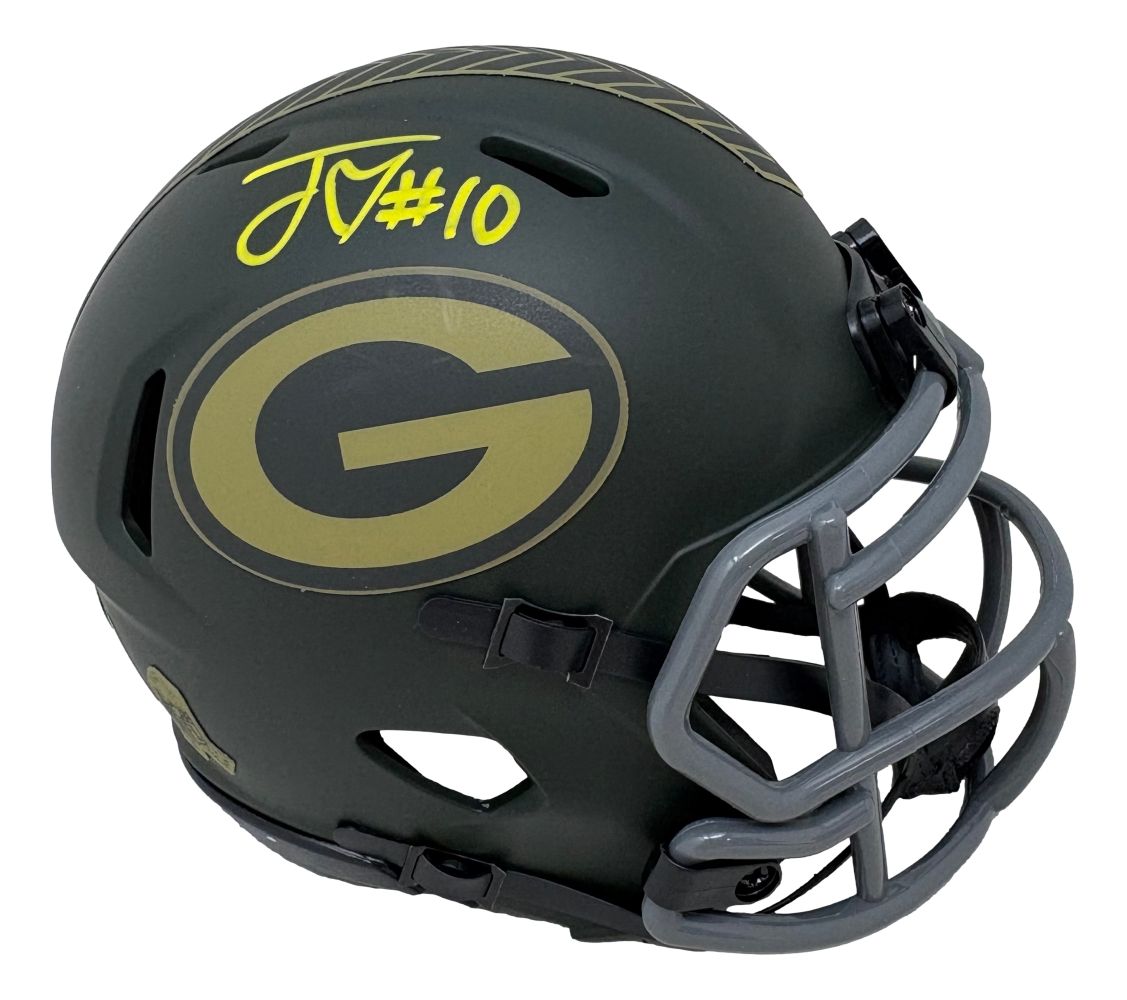 Jordan Love Signed Green Bay Packers Salute To Service Mini Speed Helmet BAS