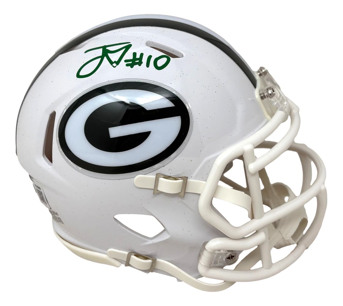 Jordan Love Signed Green Bay Packers White Mini Speed Helmet BAS