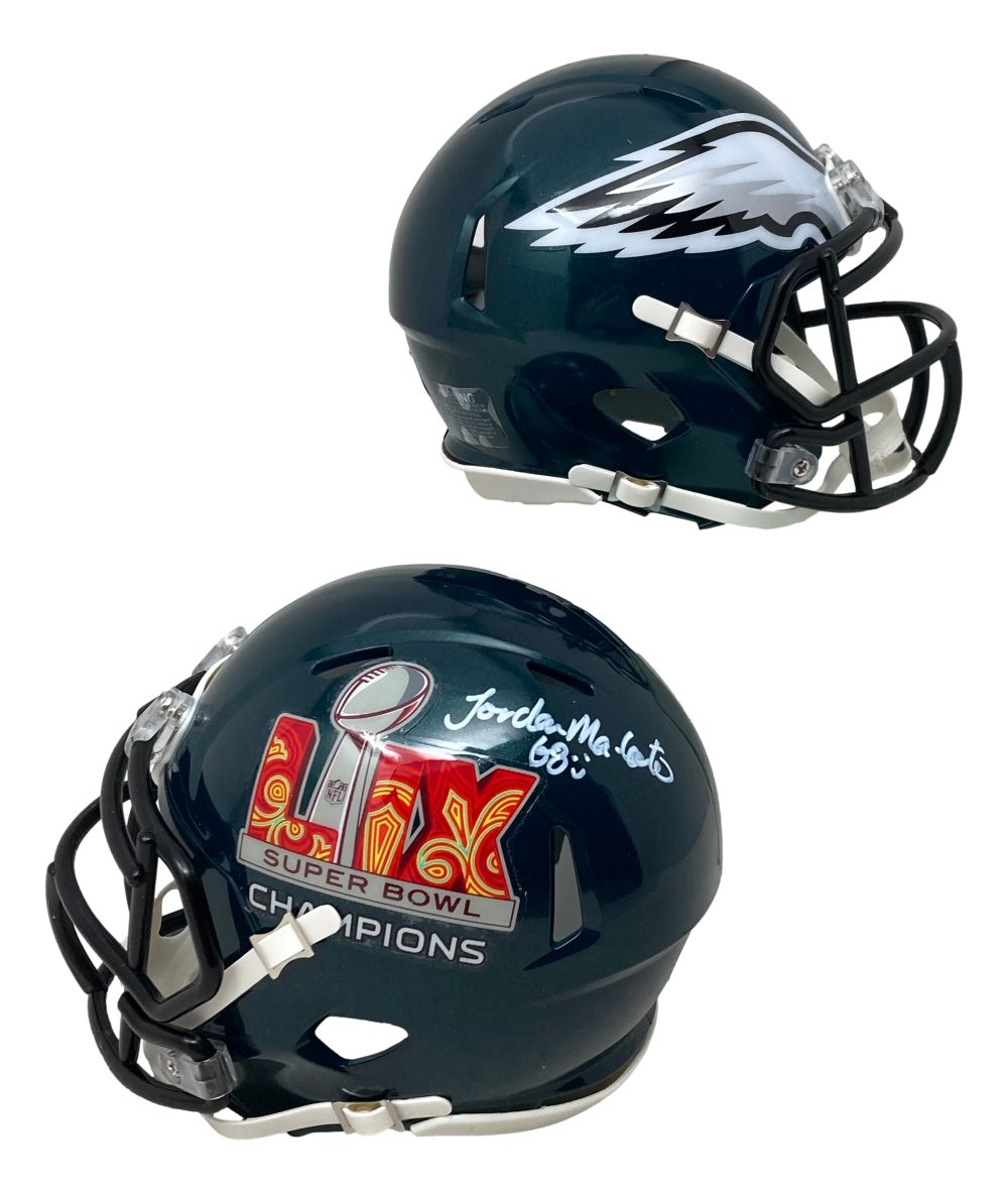Jordan Mailata Signed Philadelphia Eagles Super Bowl 59 Mini Speed Helmet BAS