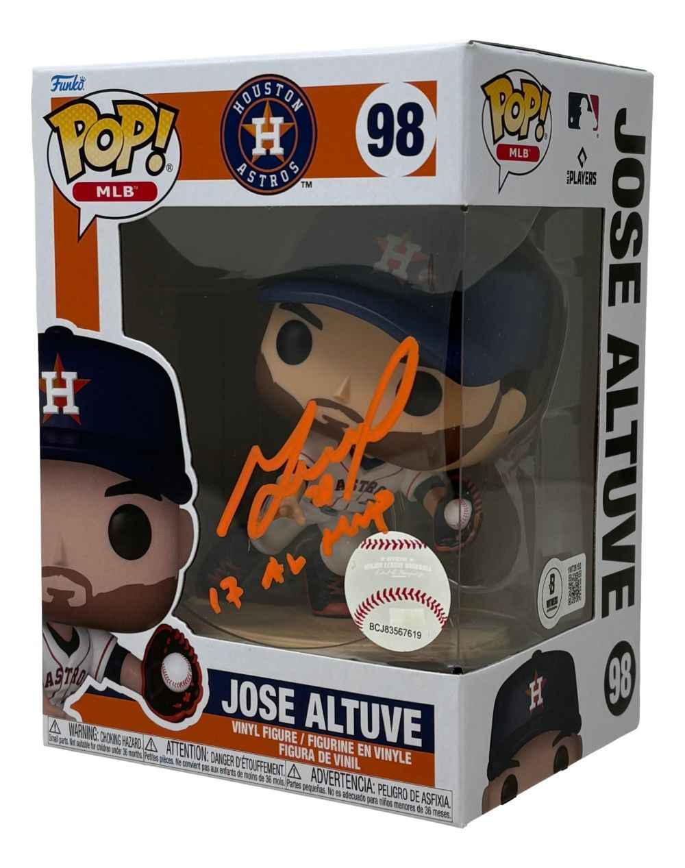 Jose Altuve Signed Houston Astros Funko Pop #98 17 AL MVP BAS