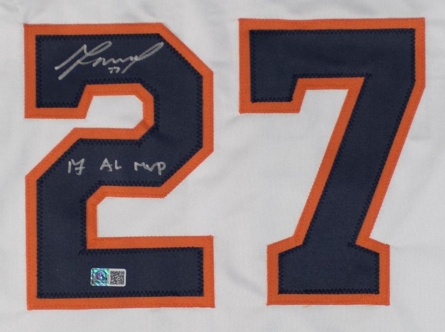 Jose Altuve Houston Signed White Baseball Jersey 17 AL MVP GTSM