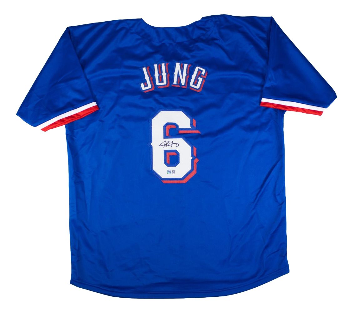 Josh Jung Texas Signed Blue Baseball Jersey GTSM