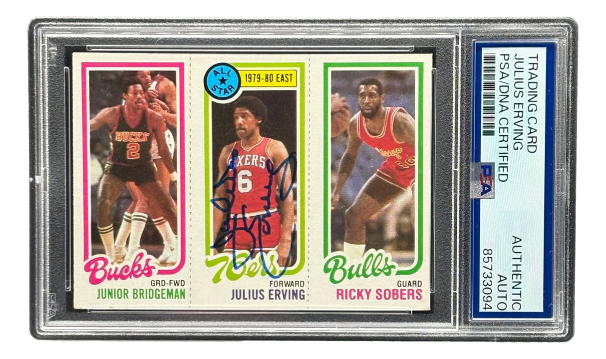 Julius Erving Signed 1980/81 Topps #1 76ers Trading Card PSA/DNA