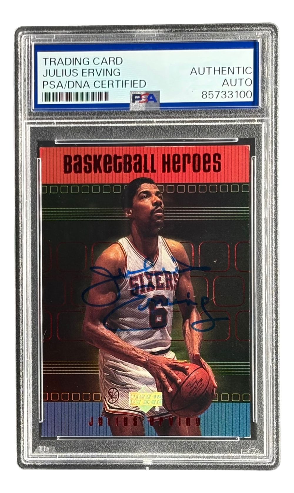 Julius Erving Signed 1999 Upper Deck #H53 76ers Trading Card PSA/DNA