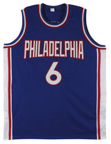 Julius Dr J Erving Philadelphia Signed Blue Basketball Jersey BAS