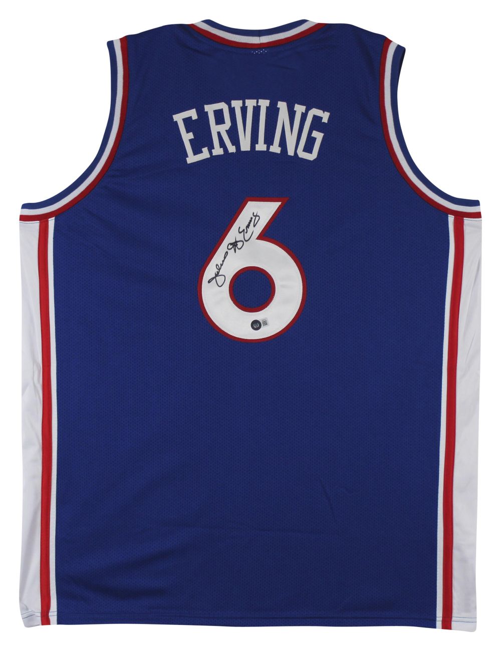 Julius Dr J Erving Philadelphia Signed Blue Basketball Jersey BAS