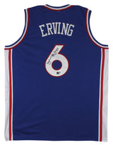 Julius Dr J Erving Philadelphia Signed Blue Basketball Jersey BAS