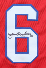 Julius Dr J Erving Philadelphia Signed Red Basketball Jersey JSA LOA
