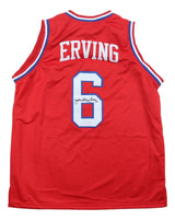 Julius Dr J Erving Philadelphia Signed Red Basketball Jersey JSA LOA