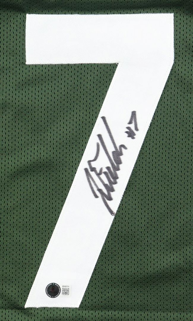 Justin Fields New York Signed Green Football Jersey BAS
