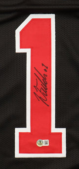 Justin Fields Ohio State Signed Black Football Jersey BAS