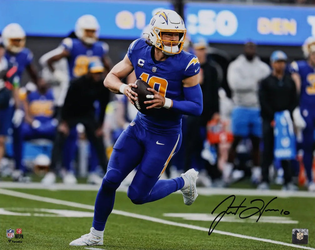 Justin Herbert Signed 16x20 Los Angeles Chargers Blue Jersey Photo Fanatics