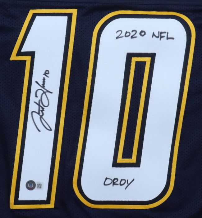 Justin Herbert Los Angeles Signed Navy Football Jersey 2020 NFL OROY BAS