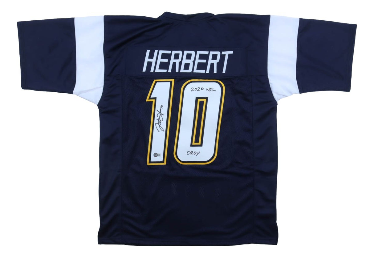 Justin Herbert Los Angeles Signed Navy Football Jersey 2020 NFL OROY BAS
